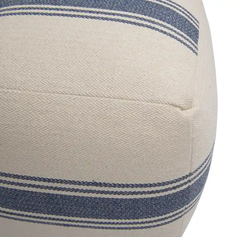 Striped Square Canvas Pouf