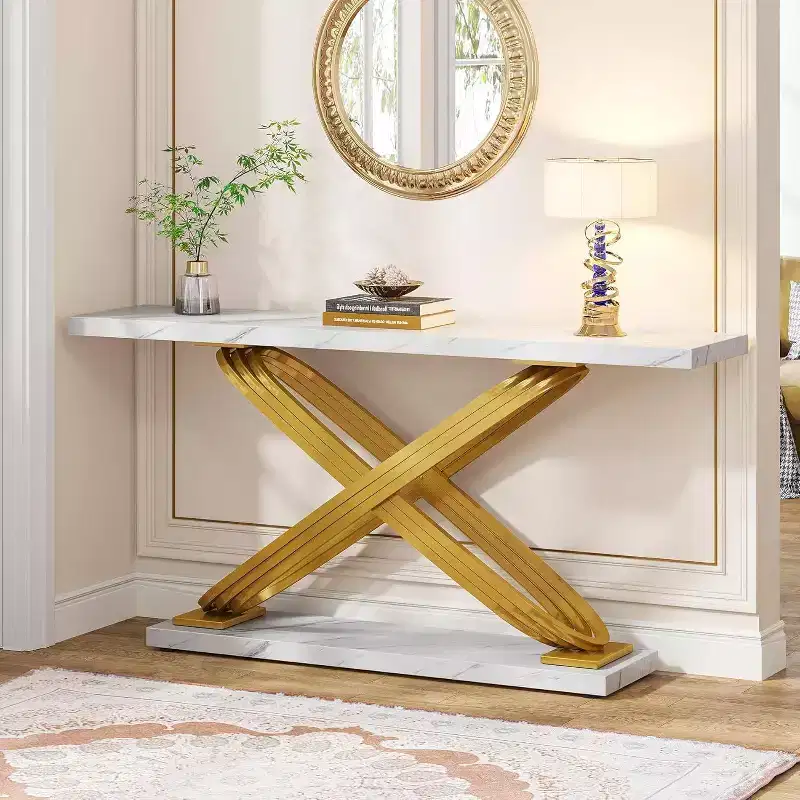 LITTLE TREE 55" Rectangular Modern Console Table White
