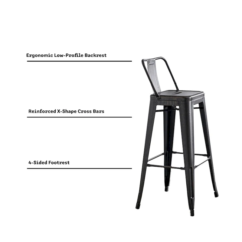 AC Pacific 30 Inch Metal Barstool Set of 2