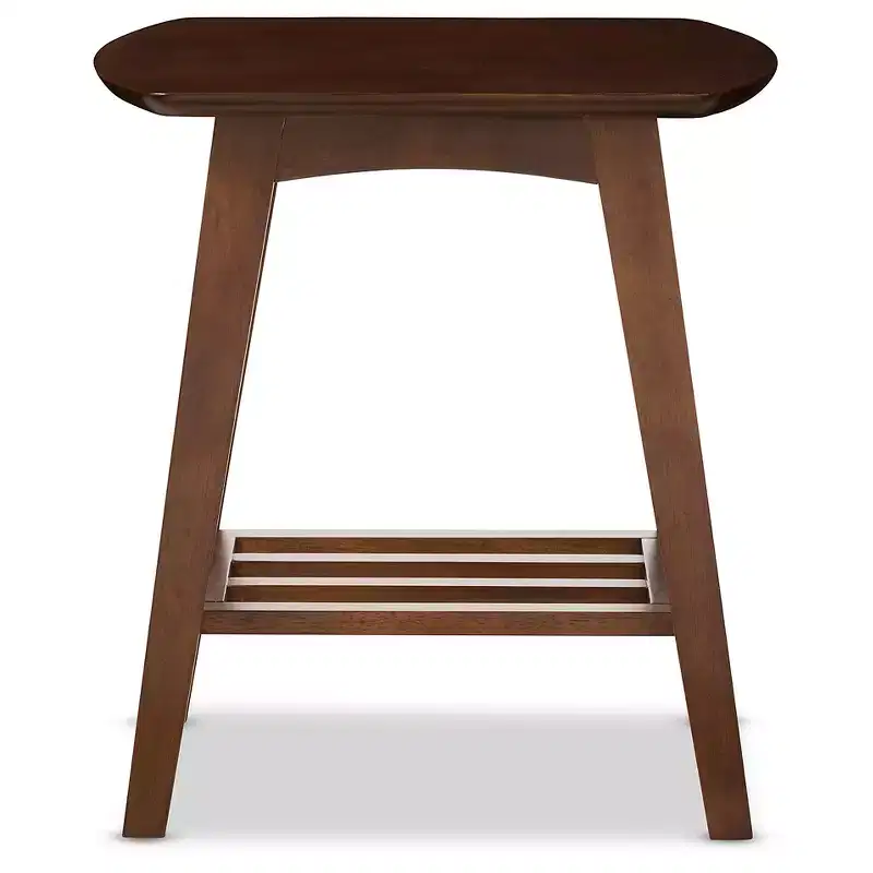 Brown Mid-Century End Table – Angled Legs, 1-Person Assembly