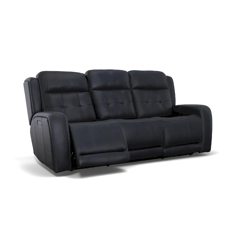 Grant 87 Leather Power Reclining Sofa with Power Headrests by Flexsteel