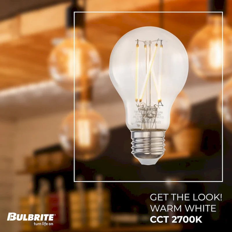 Bulbrite Pack of (2) Dimmable A19 Medium (E26) LED Filament Bulb