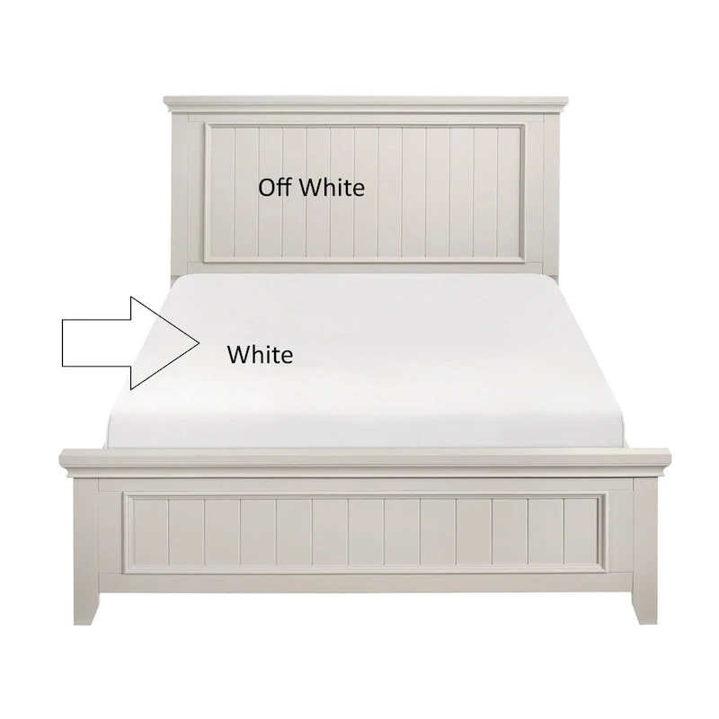 Off White Finish Wooden Panel Bed 1pc