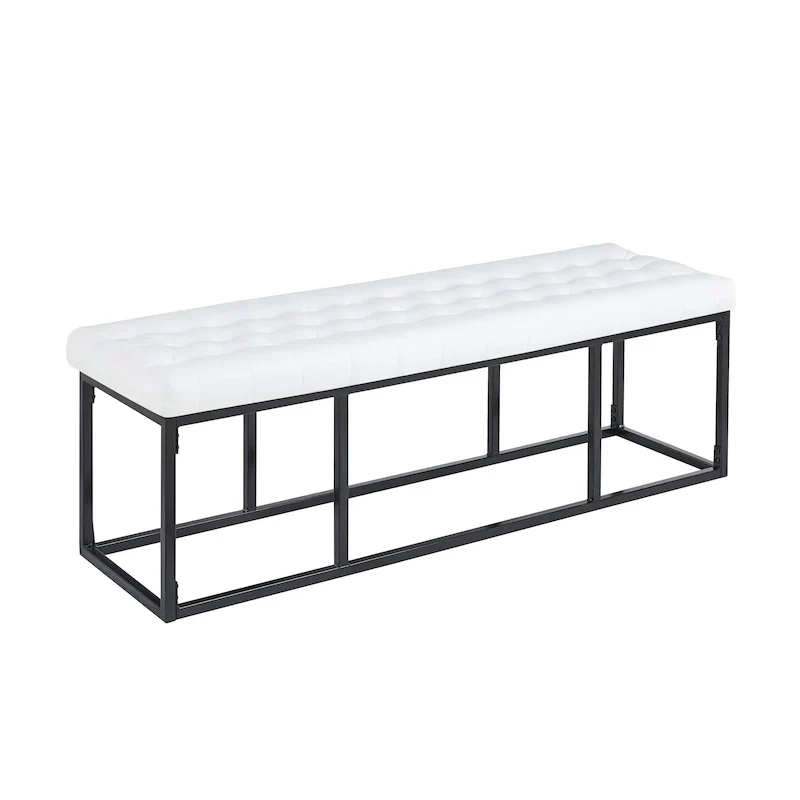 Porthos Home Ellie Faux Leather Accent Bench with Metal Frame Base