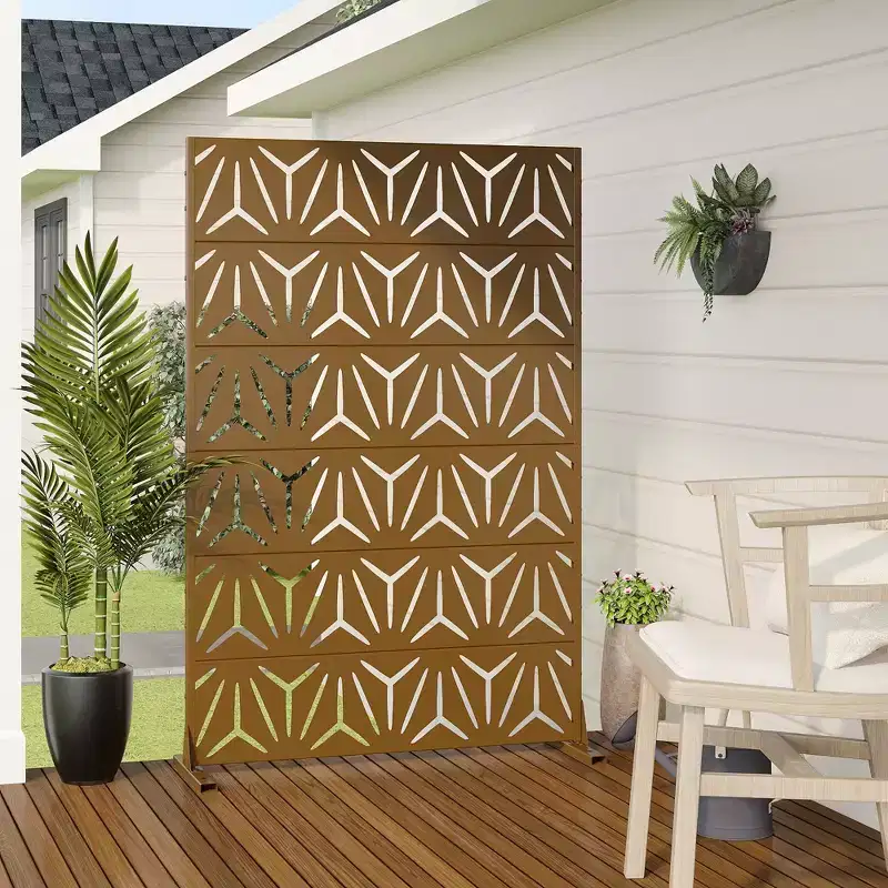 47-inches W x 72-inches H Brown Galvanized Sheet Screen Outdoor and lndoor Divider for Balcony Patio Garden Room Divider(Star 01)