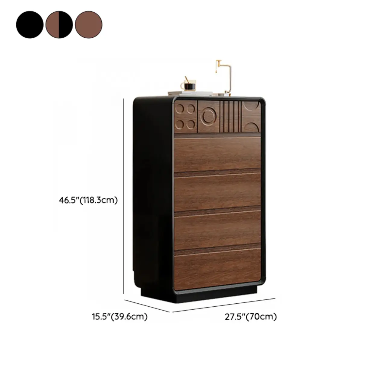 Art Deco Inspired Wood Dresser with Geometric Carvings