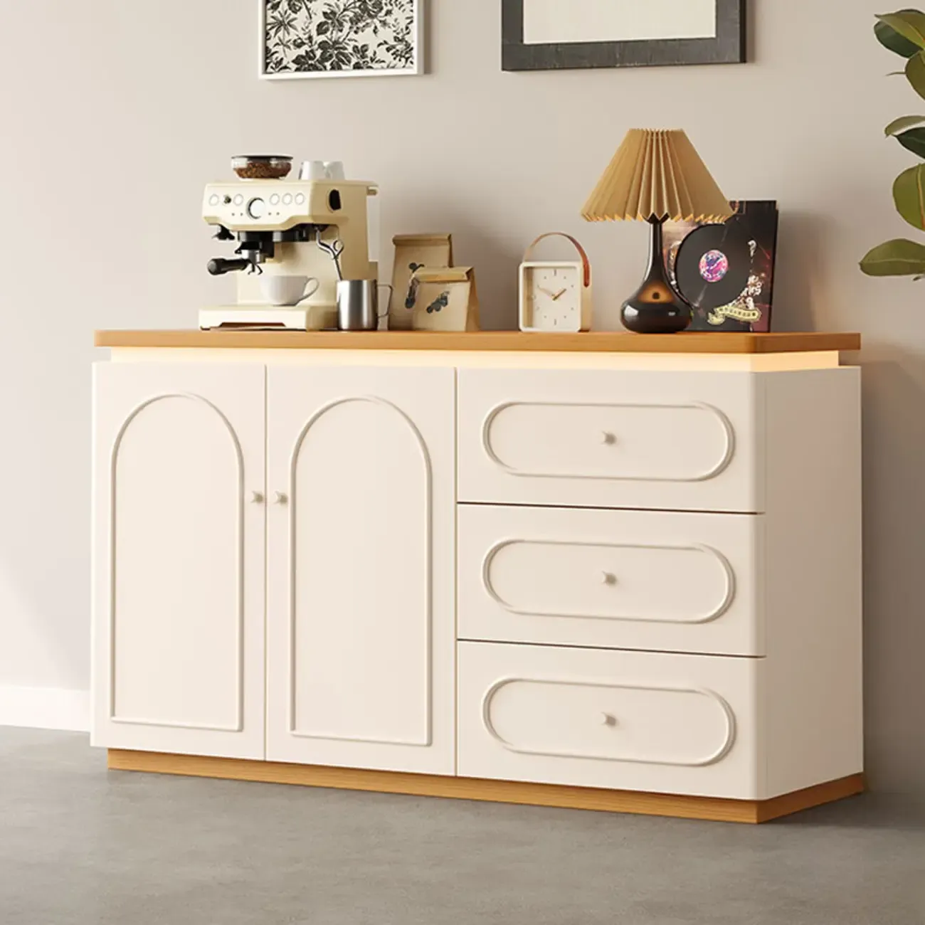 Modish White Kitchen Storage Cabinet with 3 Drawers
