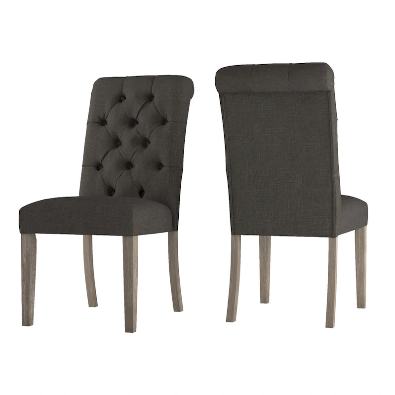 Benchwright Linen Tufted Dining Chair with Grey Finish Legs (Set of 2) by iNSPIRE Q Artisan