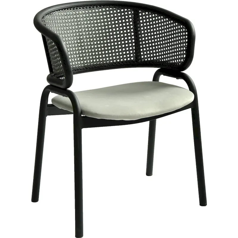 Ervilla Modern Upholstered Dining Chair with Cozy Armchair and Black Iron Legs for Dining Room Kitchen Patio