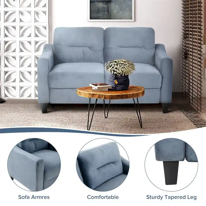 Fabric Sofa with Wood Frame and Legs