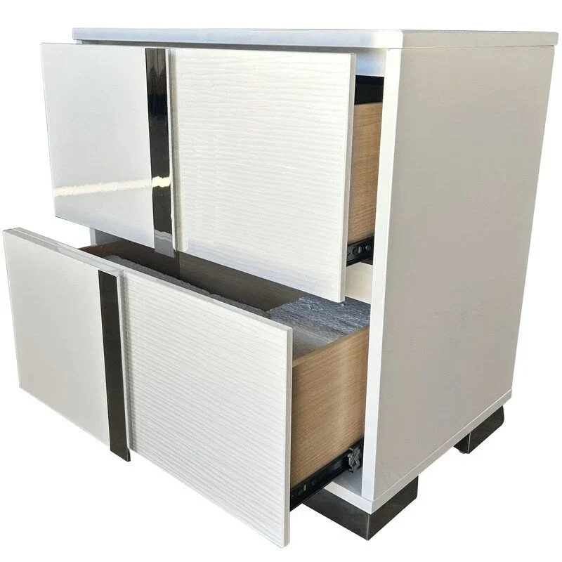 Best Quality Furniture B750 White Lacquer with LED Bedroom Set