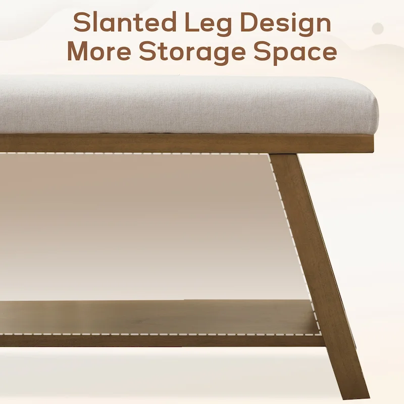 Solid Wood Shoe Bench with Cushion Entryway Shoe Bench