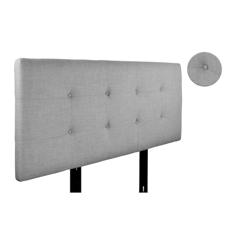 MJL Furniture Ali Button Tufted Dark Grey Upholstered Headboard