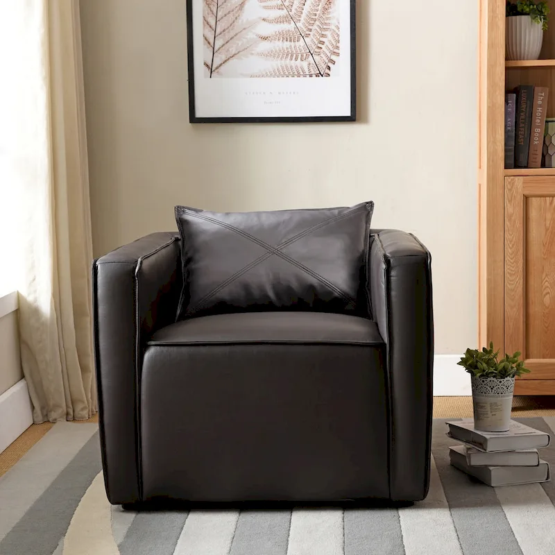 Jier Modern Breathable Vinyl Padded Accent Chair by Furniture of America