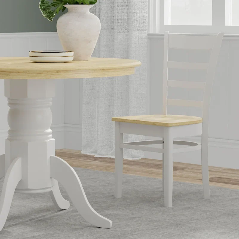 5-Piece Dining Set, 42  Round Pedestal Table and Slat Back Chairs