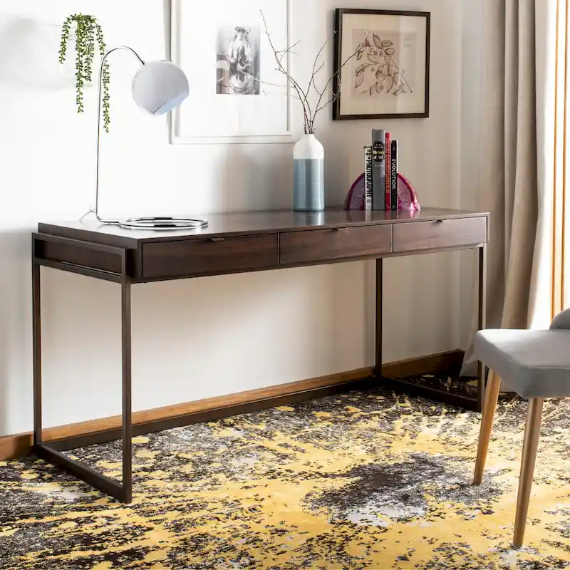 SAFAVIEH Couture Radunka 3-Drawer Smoked Eucalyptus Writing Desk