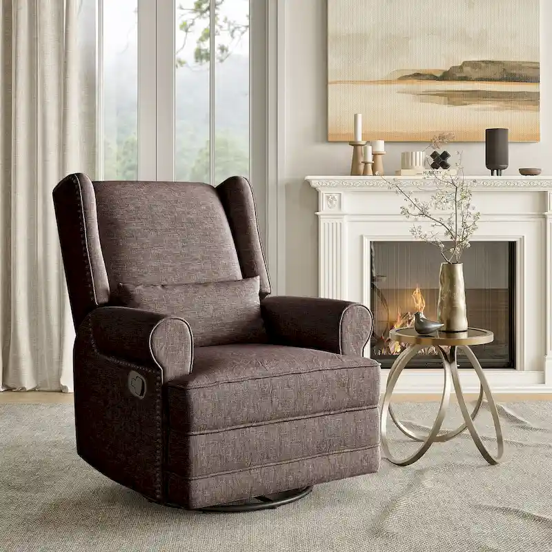 Swivel Recliner Chair with Extra Large Footrest, Grey