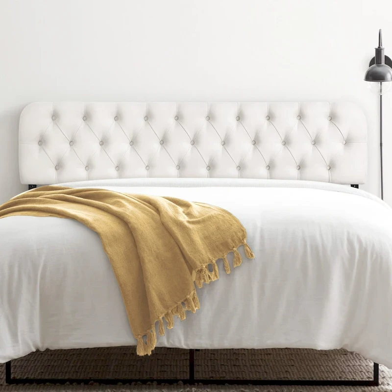 Button Tufted Upholstered Headboard Adjustable Height