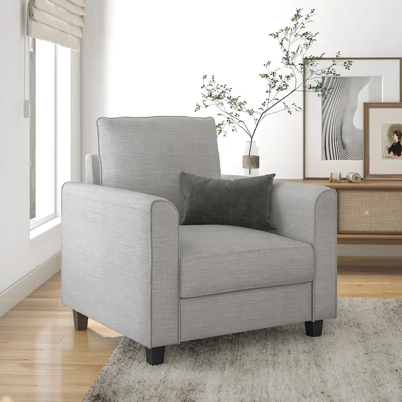 Rowan Contemporary Flared Arms Chair with Solid Wood Tapered Legs, Upholstered Fabric Single Sofa Chair by