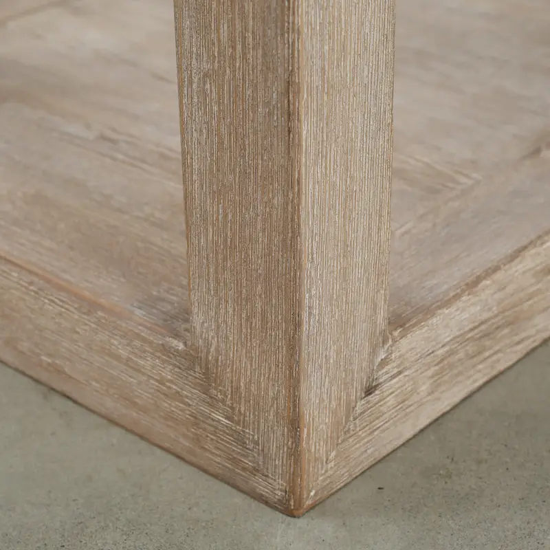 Artissance Peking Grand Framed Square Side Table, 22 Inch Tall, Weathered White Wash Finish