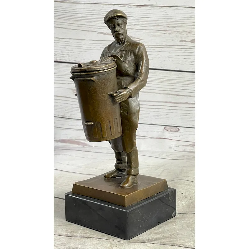 Construction Worker/Garbage Man Bronze Sculpture Statue Figure Gift