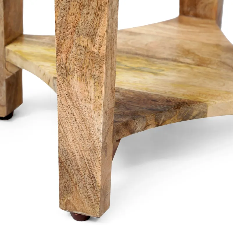 13  Boho Wooden Side Table with Handcrafted Wood Structure and Concave Design