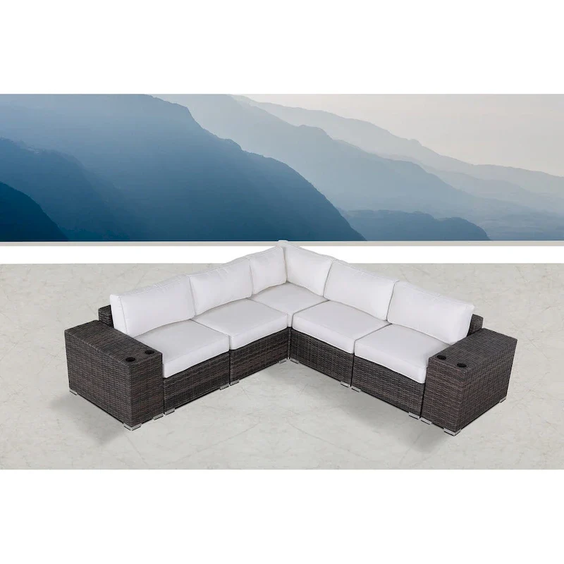 LSI Arelys Rattan Wicker Fully Assembled 4 - Person Seating Group with Cushions