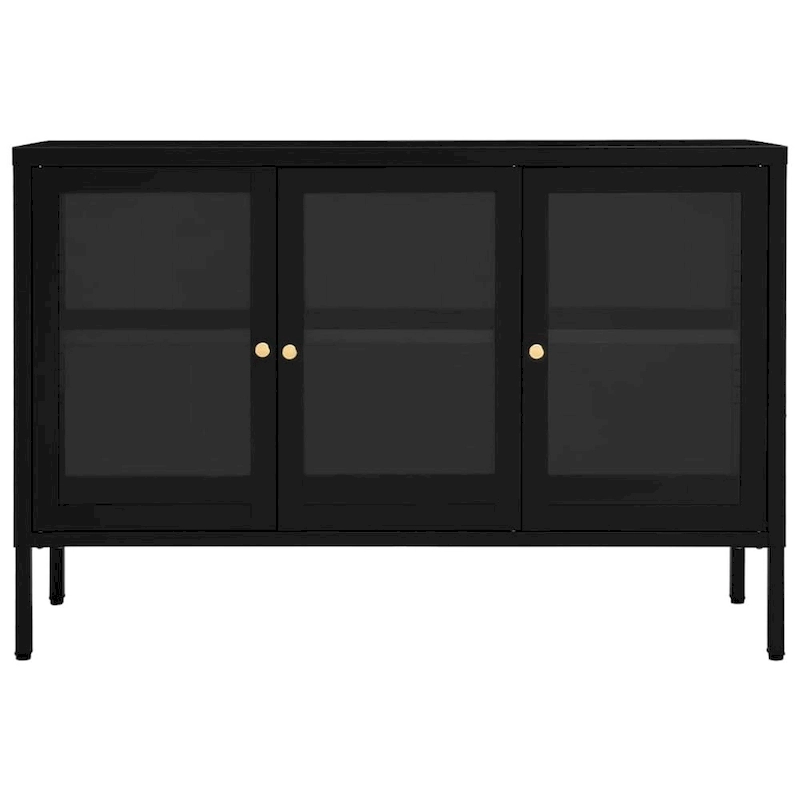 vidaXL Sideboard Black 41.3 x13.8 x27.6  Steel and Glass
