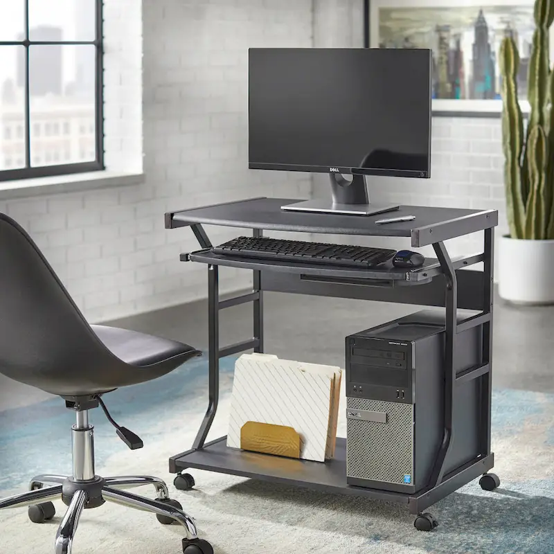 Rolling Computer Desk Cart, 1-Person, Multi-Color Options
