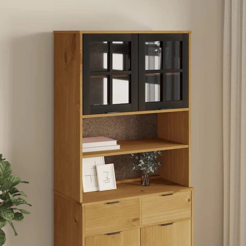 Top for Highboard with Glass Doors - Solid Wood Pine 31.5x14.6x39.4