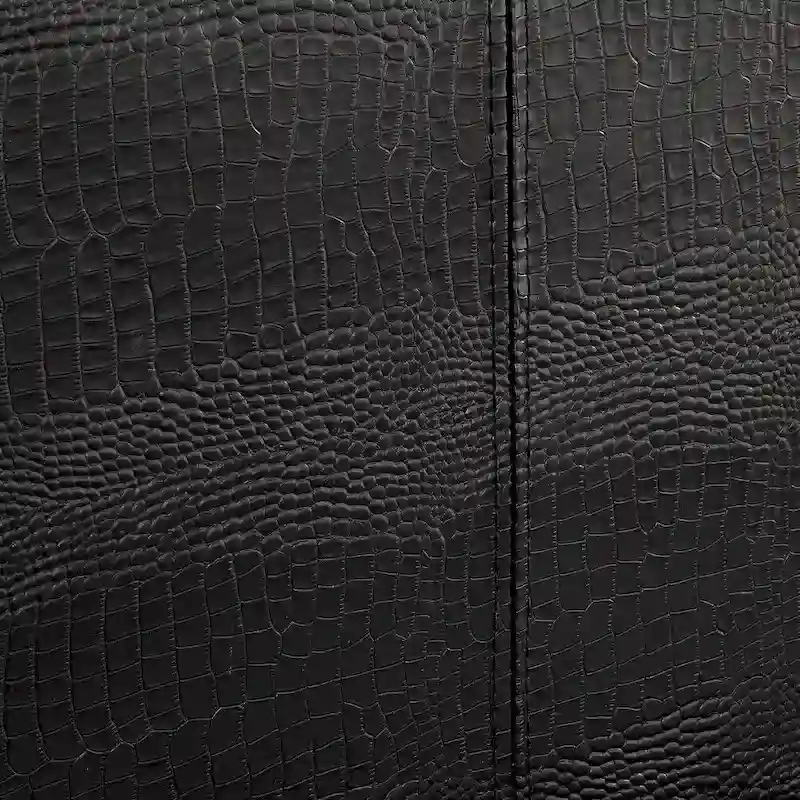 Black Crocodile-Texture Faux Leather Low-Profile Platform Bed – Twin to Cal King, 1–2 Person