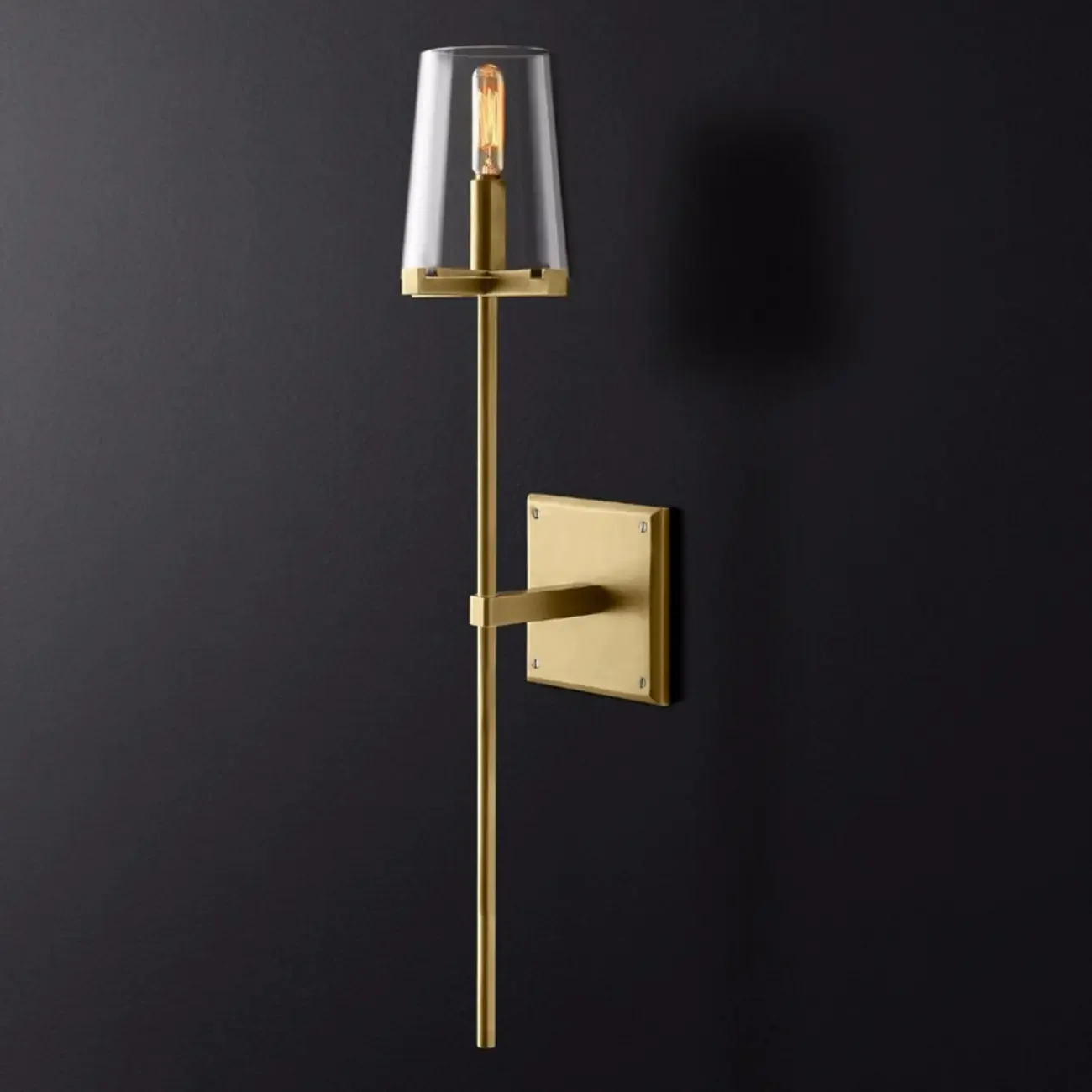 Modern Gold Bathroom Vanity Light with Clear Glass Shade