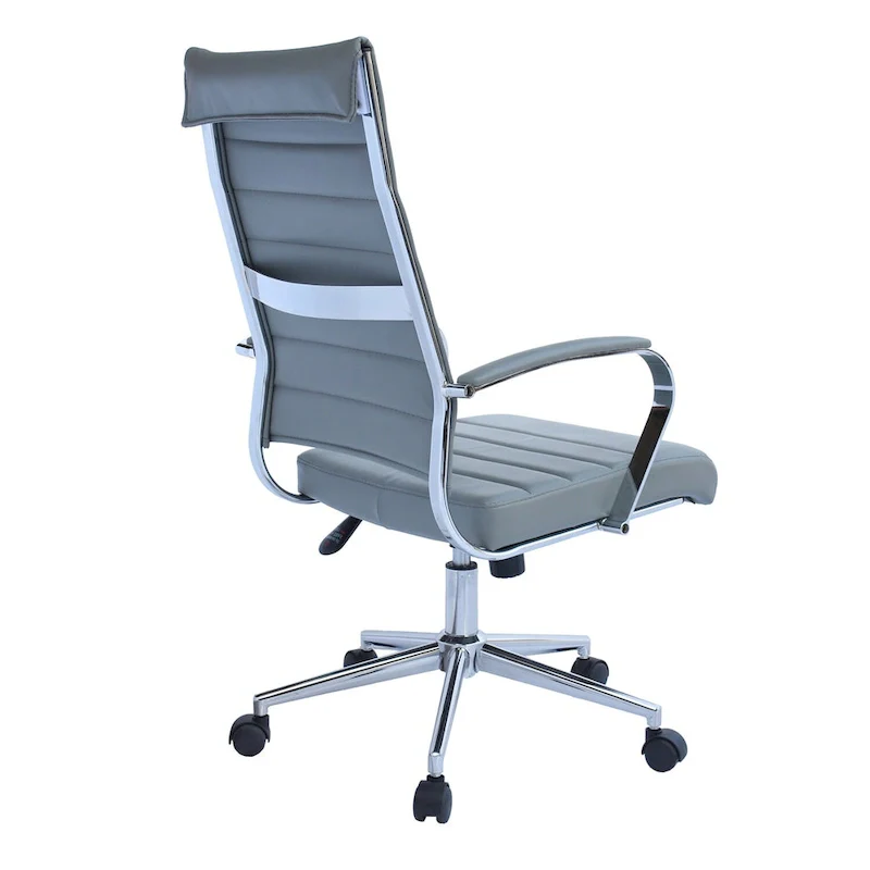 Modern High Back Office Chair Ribbed PU Leather Manager Tilt Conference Room Computer Desk Boss Task Executive Boss