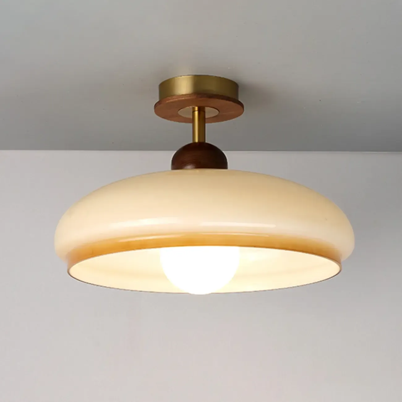 Caramel Gradient Glass Dome Semi Flush Ceiling Light