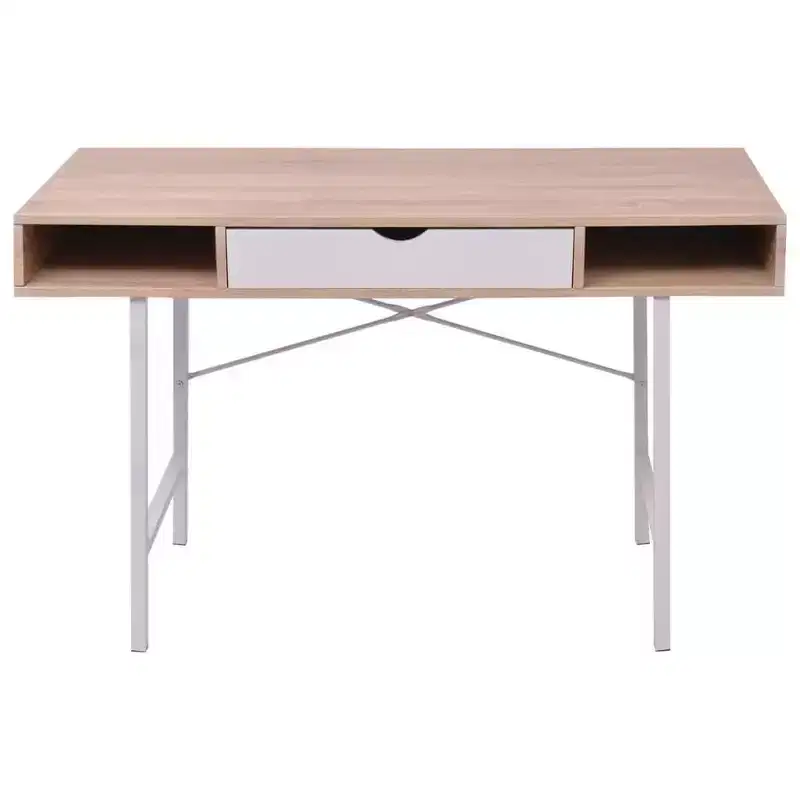 vidaXL Desk with 1 Drawer Oak and White