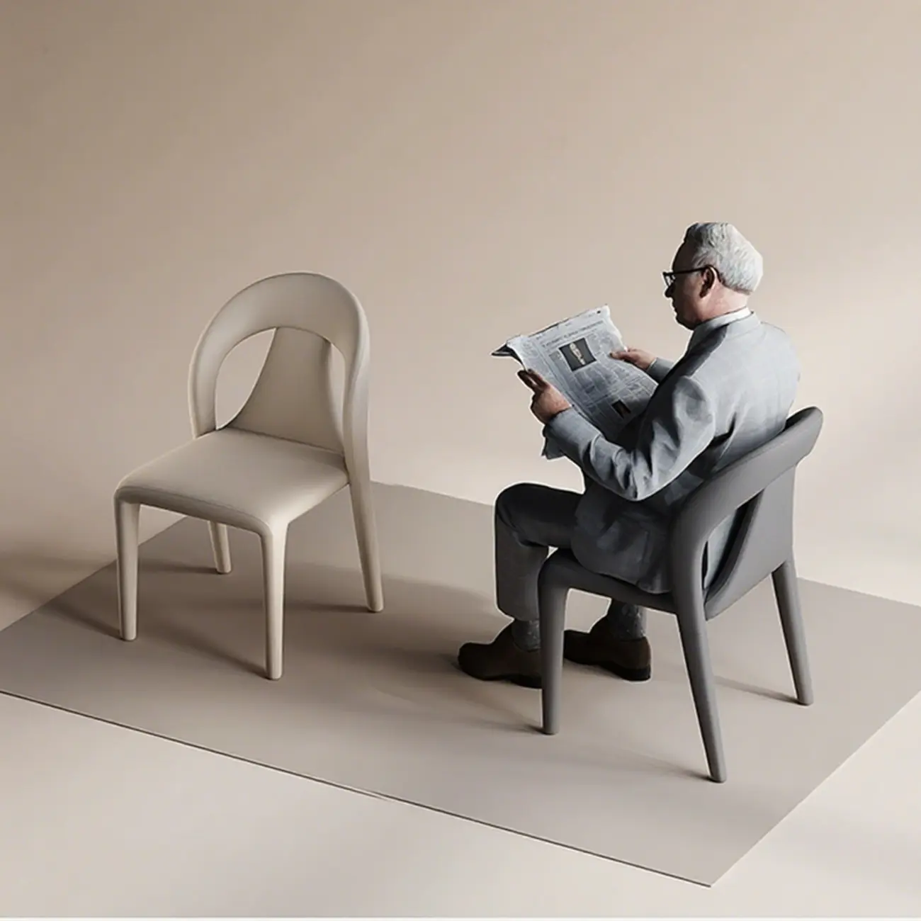 Modern Faux Leather Curved Back Armless Dining Chair Set of 2