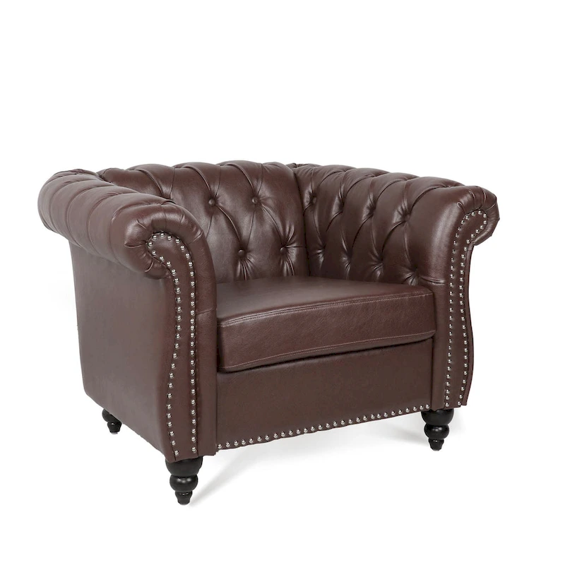 Christopher Knight Home- Winston PU Leather Chesterfield Club Chair