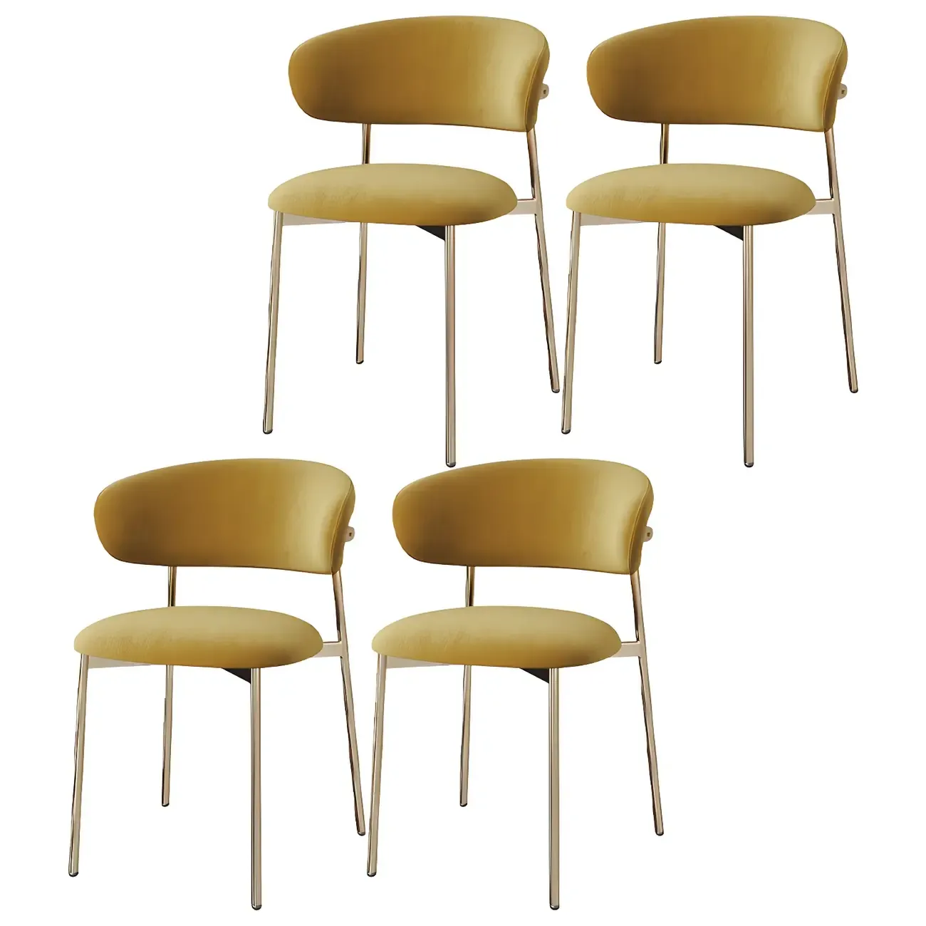 Scandinavian Velvet Upholstered Dining Room Chairs Set of 4