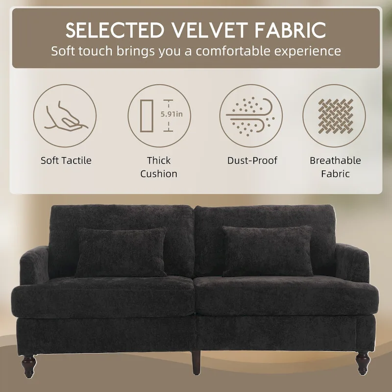 HOMEFUN Modern chenille Fabric Loveseat,2-Seat Upholstered Loveseat Sofa Modern Couch