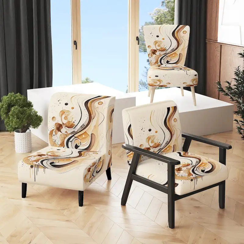 Brown And Black Movement IV Upholstered Modern & Contemporary Accent Chair and Modern & Contemporary Arm Chair