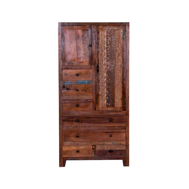Solid Wood Freestanding Wardrobe Cabinet - N/A