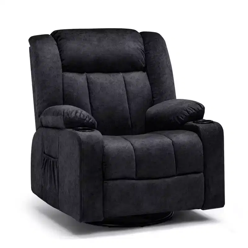 COMHOMA Massage Power Recliner Chair Heated Rocker 360 Swiveling Sofa Black