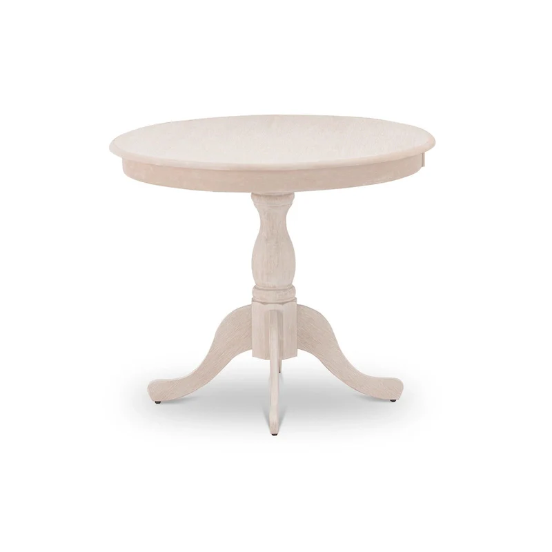 East West Furniture Dining Room Table - a Round kitchen Table Top with Pedestal Base, (Finish Options Available)