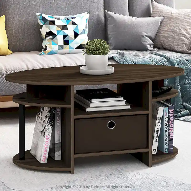 FURINNO JAYA Simple Design Oval Coffee Table