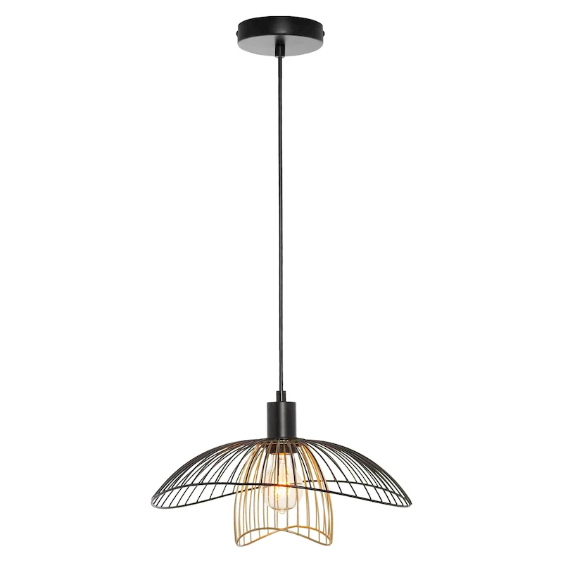 Elizabeth River of Goods Black and Gold Metal Double Shade 13.875-Inch Pendant Light - 14.375  x 13.875  x 9.75/57.75