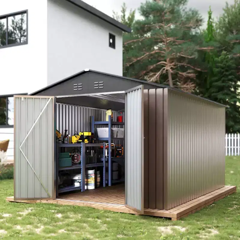 8 x12Ft Outdoor Storage Shed,Metal Garden Shed,Large Metal Tool Sheds with Updated Frame Structure and Lockable Doors,for Backyard Garden Patio Lawn