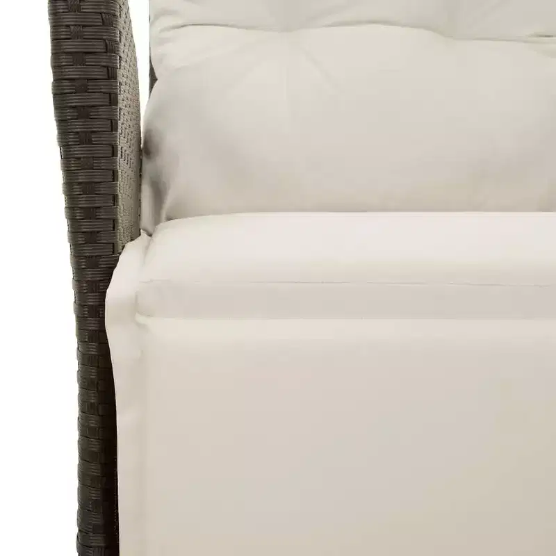 vidaXL 3 Piece Bistro Set with Cushions Brown Poly Rattan