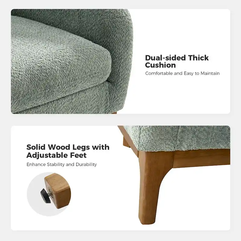 Augus Modern Boucle Accent Barrel Chair with Solid Wood Legs by HULALA HOME