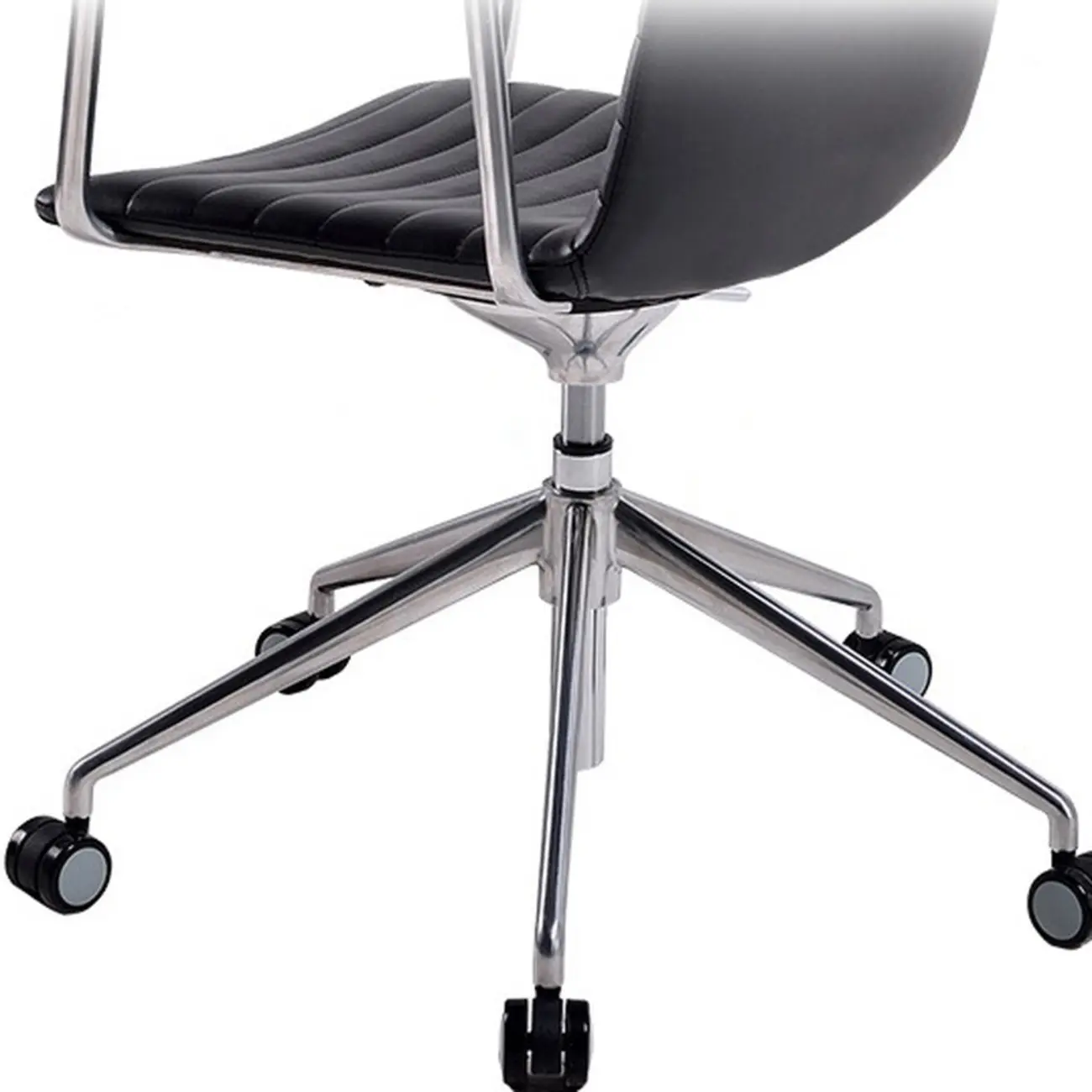 Modern Black Leather Metal Adjustable Swivel Office Chair