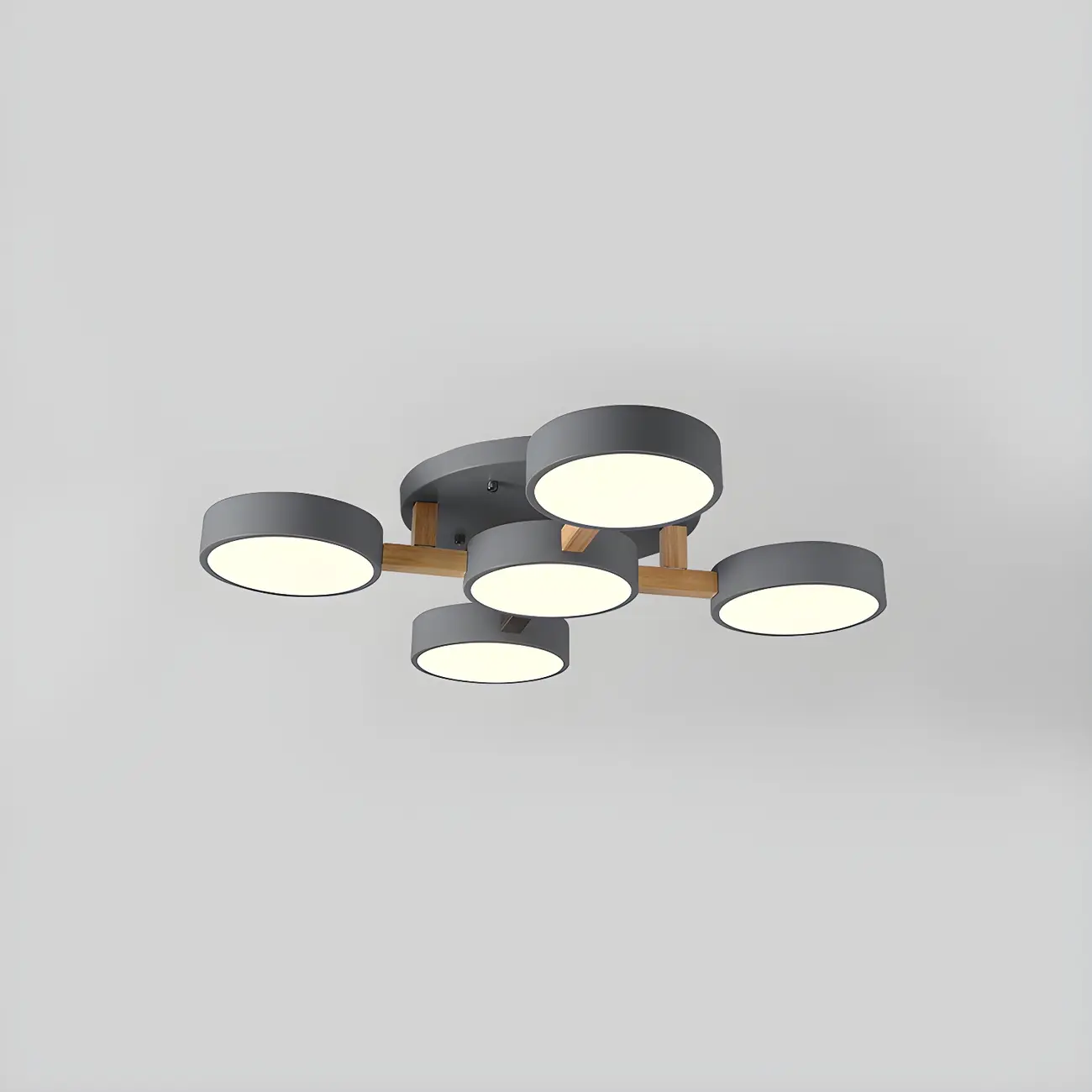 Green Drum Shade Semi Flush Ceiling Light 3-Gear Dimming